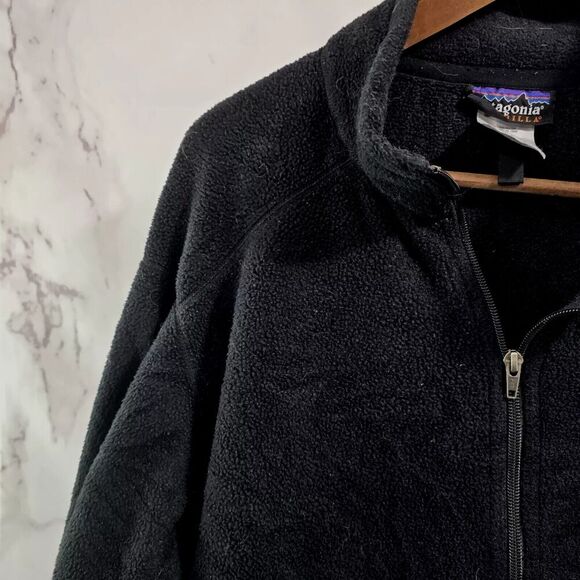 Patagonia Synchilla Mens XXL Black Fleece Pullover Quarter Zip Vintage 90s - Picture 2 of 11